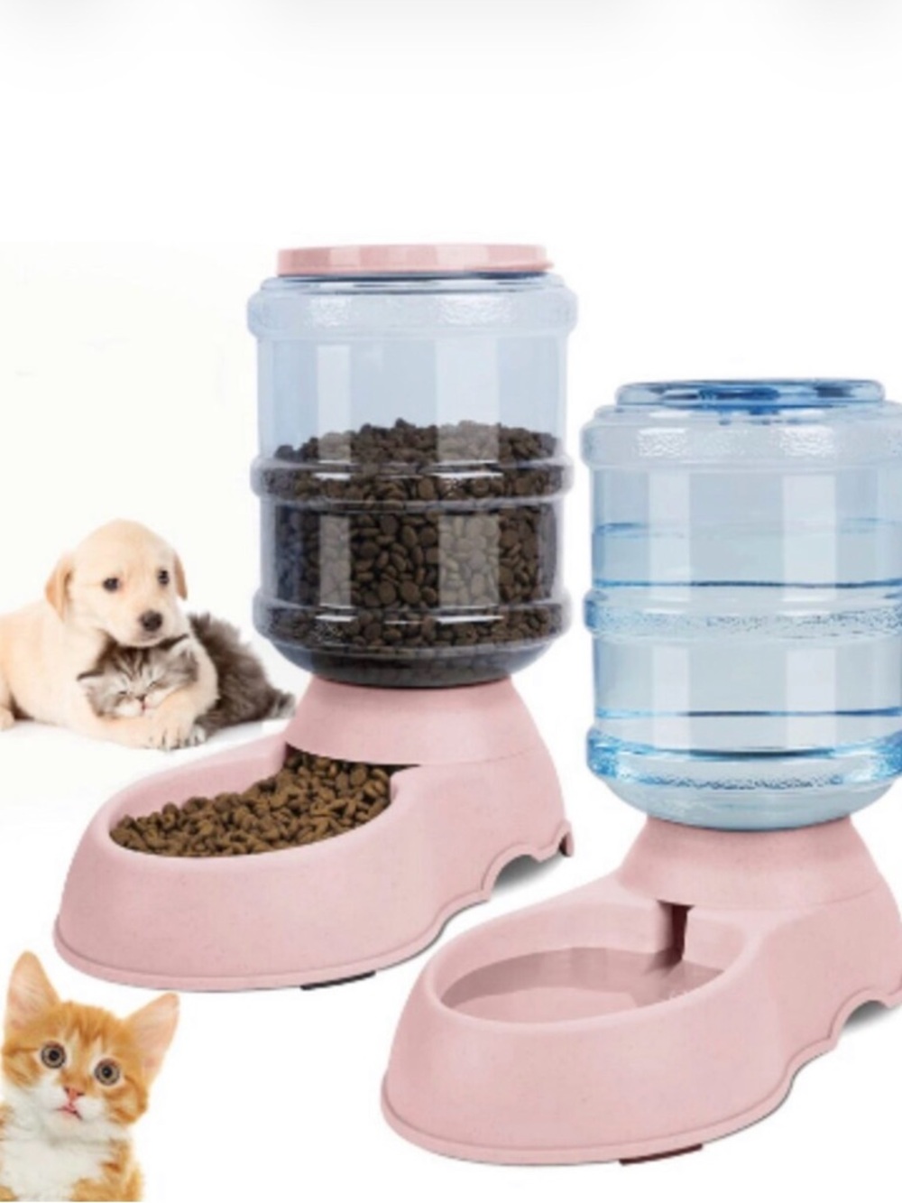 2 pack Automatic gravity food & water dispensers for Pets dog cat small animal